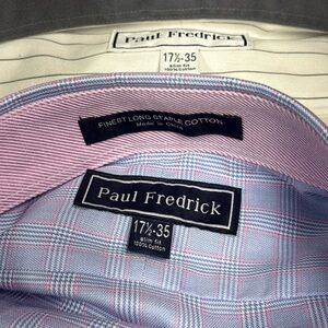 Paul Fredrick Men's Lavender and Sky Plaid Shirt